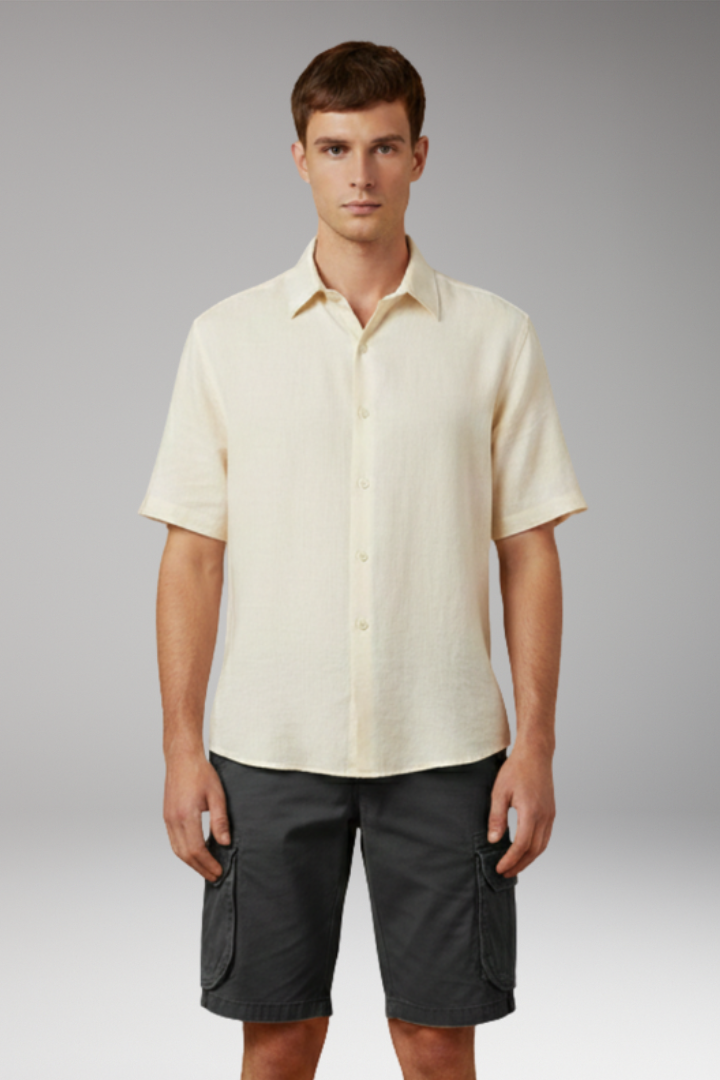 Men's Cargo Shorts with Elastic Waistband and Multiple Pockets