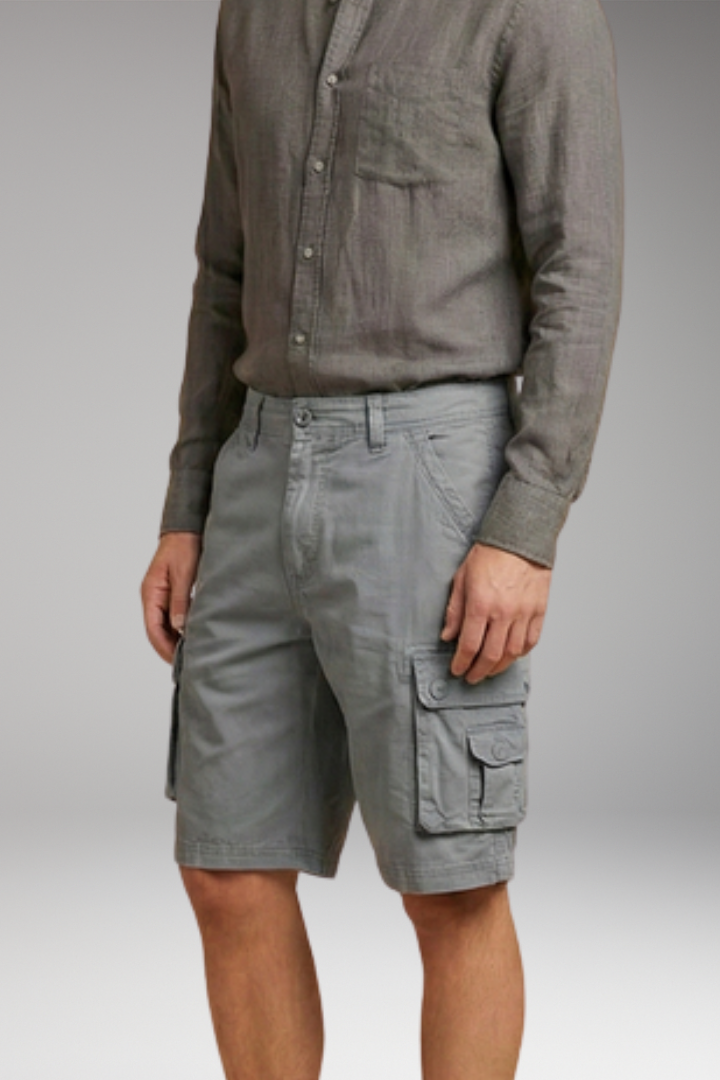 Men's Cargo Shorts with Elastic Waistband and Multiple Pockets