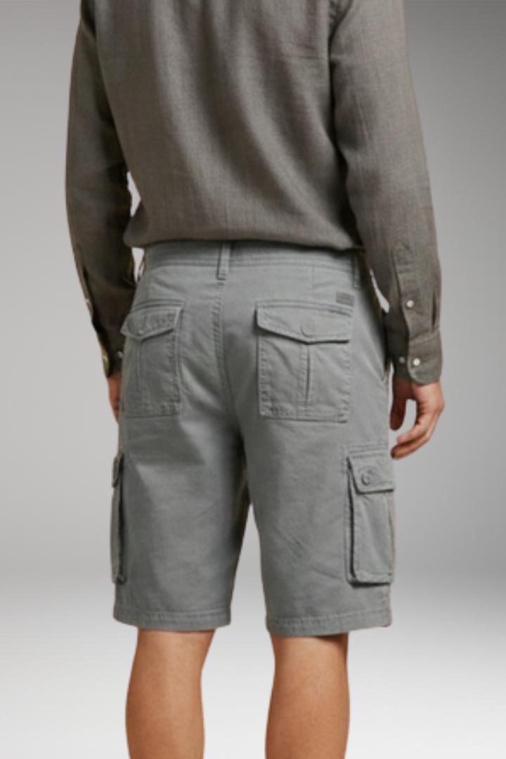 Men's Cargo Shorts with Elastic Waistband and Multiple Pockets
