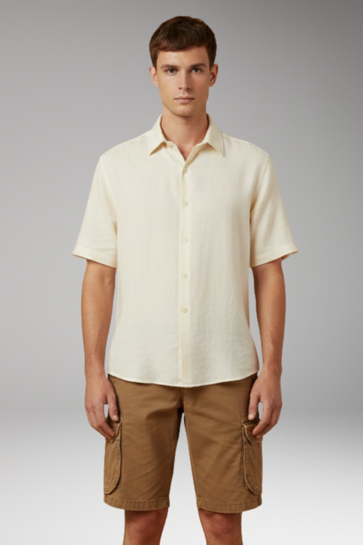 Men's Cargo Shorts with Elastic Waistband and Multiple Pockets