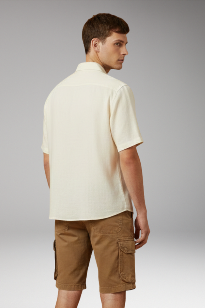 Men's Cargo Shorts with Elastic Waistband and Multiple Pockets