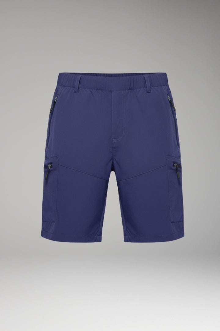 Men's Cargo Shorts with Elastic Waistband and Zippered Pockets