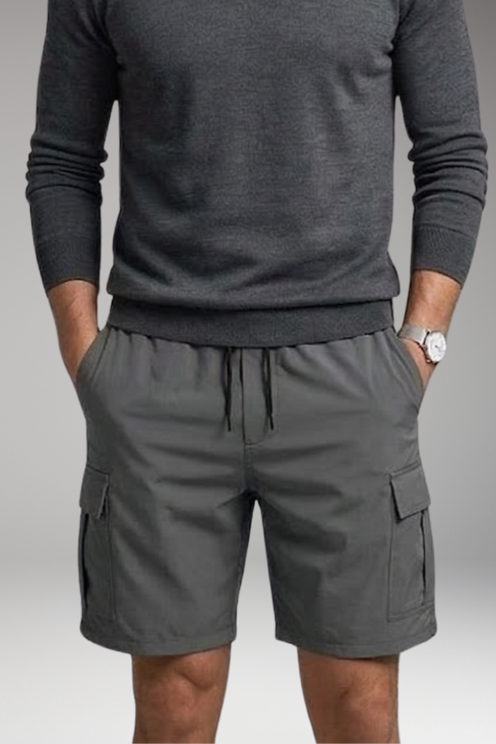 Men's Cargo Shorts with Flap Pockets and Drawstring