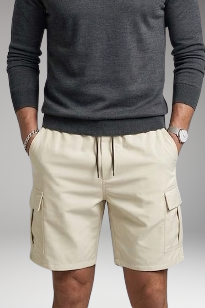 Men's Cargo Shorts with Flap Pockets and Drawstring