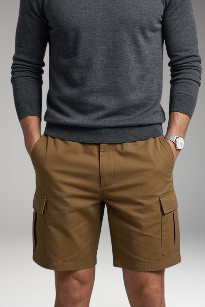 Men's Cargo Shorts with Flap Pockets and Drawstring