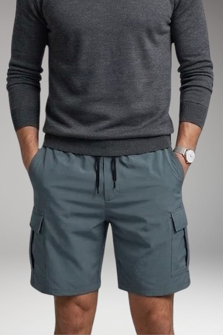 Men's Cargo Shorts with Flap Pockets and Drawstring