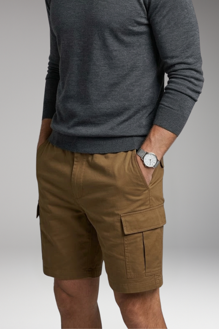 Men's Cargo Shorts with Flap Pockets and Drawstring