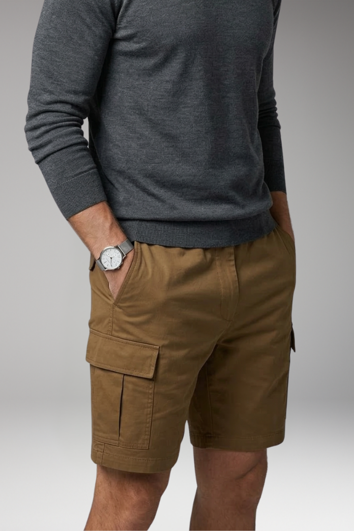 Men's Cargo Shorts with Flap Pockets and Drawstring
