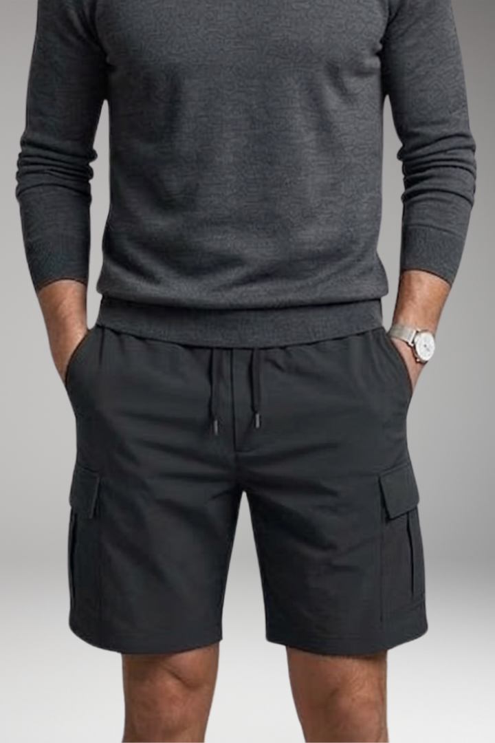 Men's Cargo Shorts with Flap Pockets and Drawstring