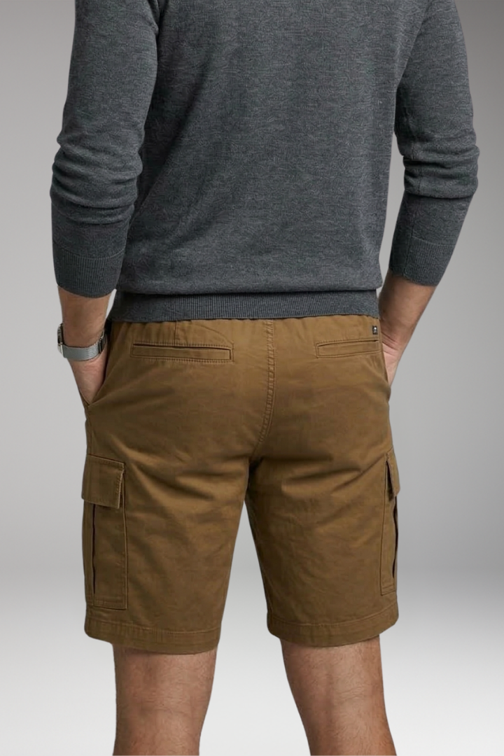 Men's Cargo Shorts with Flap Pockets and Drawstring