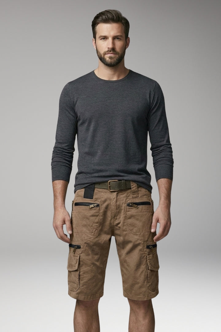 Men's Cargo Shorts with Multiple Pockets and Belt Loops