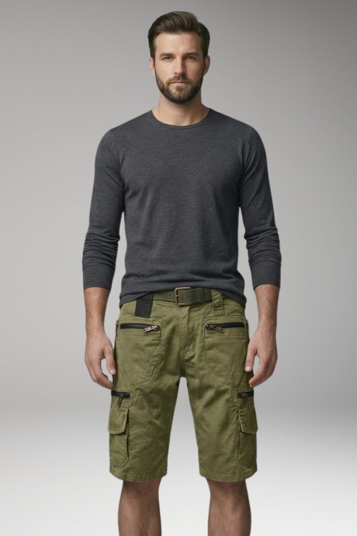 Men's Cargo Shorts with Multiple Pockets and Belt Loops
