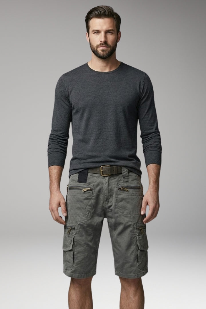 Men's Cargo Shorts with Multiple Pockets and Belt Loops