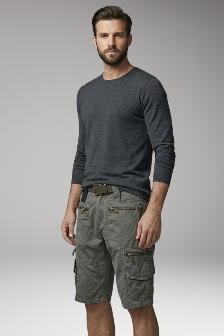 Men's Cargo Shorts with Multiple Pockets and Belt Loops