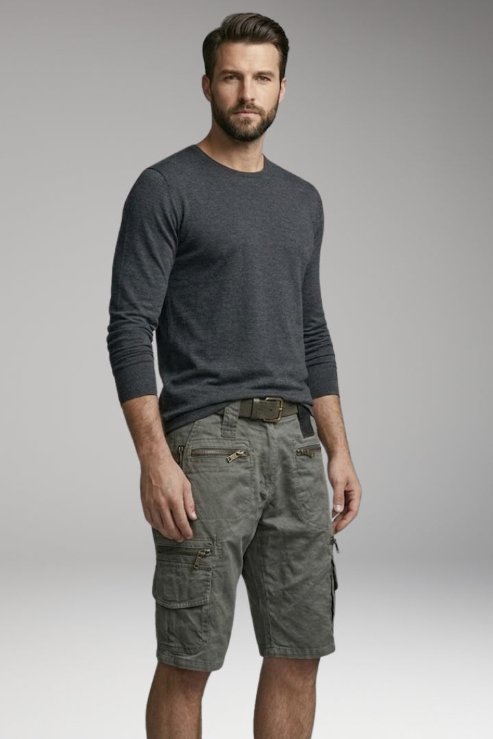 Men's Cargo Shorts with Multiple Pockets and Belt Loops