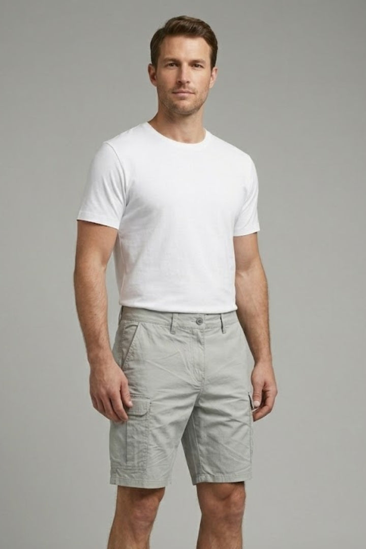 Men's Cargo Shorts with Multiple Pockets and Button Fastening