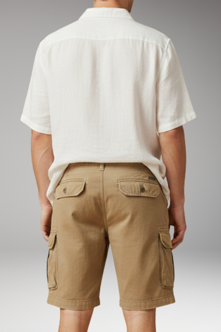 Men's Cargo Shorts with Multiple Pockets and Zipper Closure