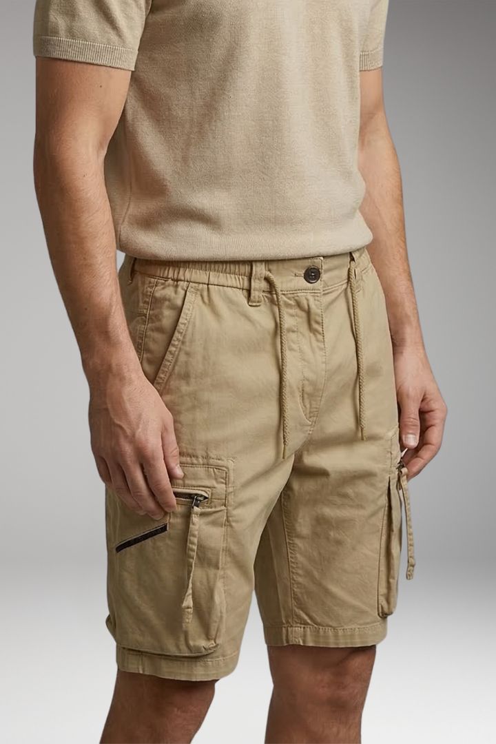 Men's Cargo Shorts with Zip Pockets and Drawstring