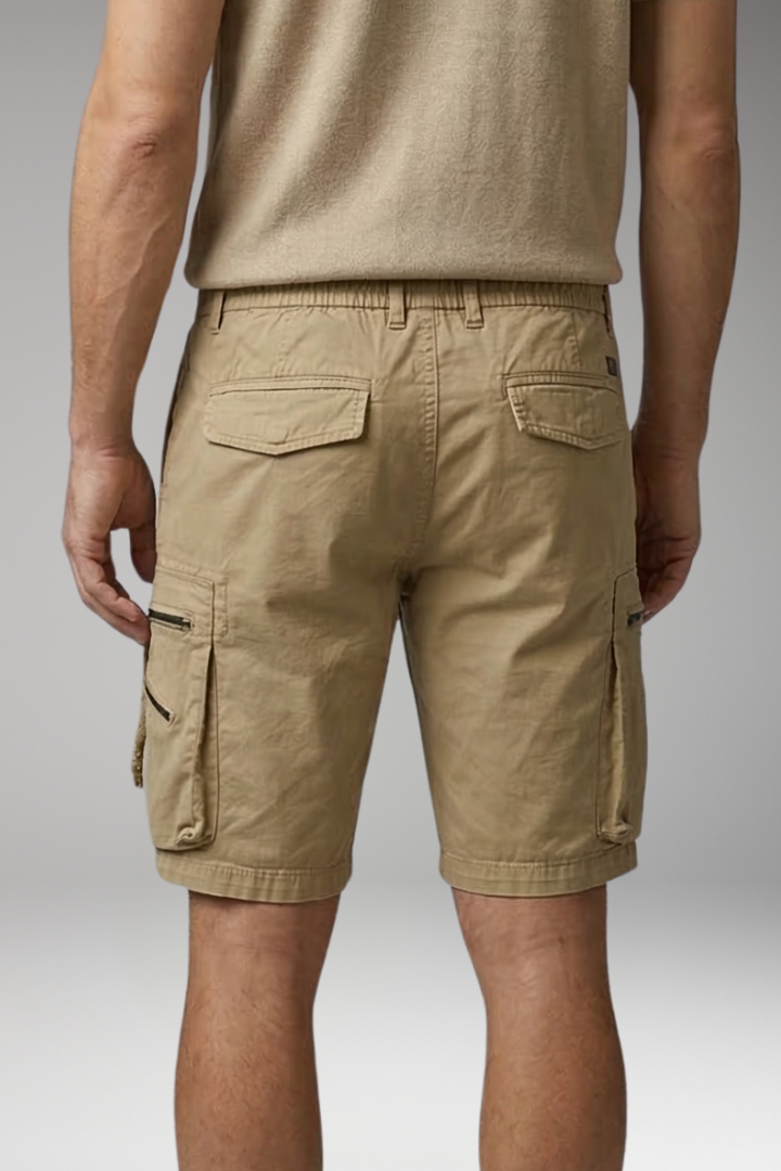 Men's Cargo Shorts with Zip Pockets and Drawstring