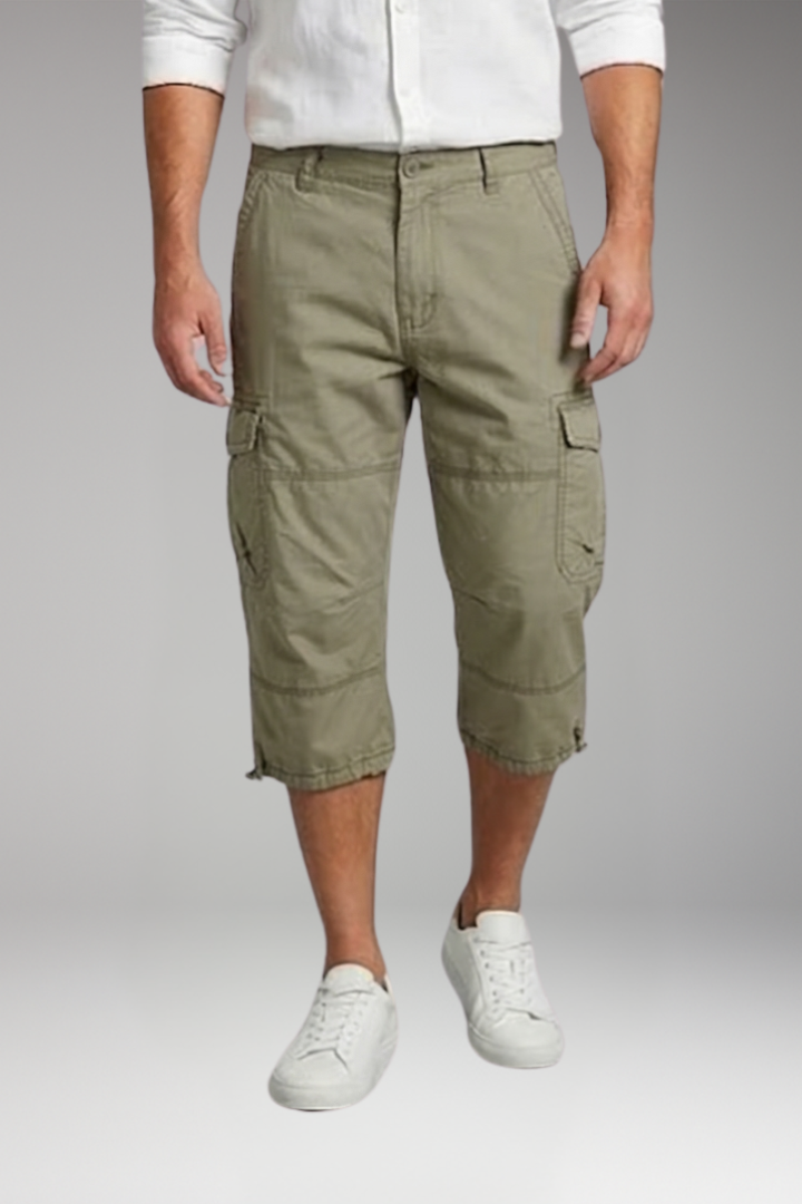 Men's Cargo Trousers with Pockets and Adjustable Hem