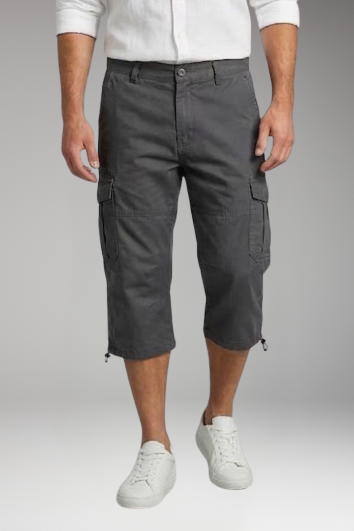 Men's Cargo Trousers with Pockets and Adjustable Hem