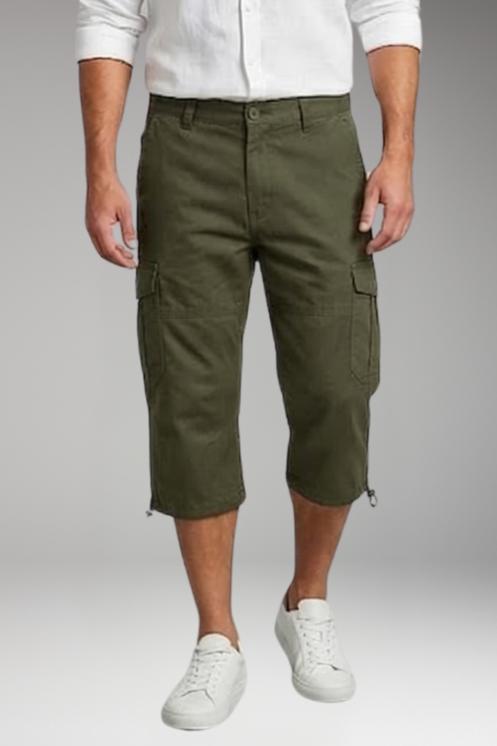 Men's Cargo Trousers with Pockets and Adjustable Hem