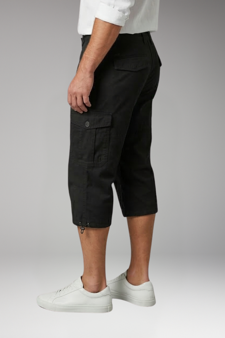 Men's Cargo Trousers with Pockets and Adjustable Hem