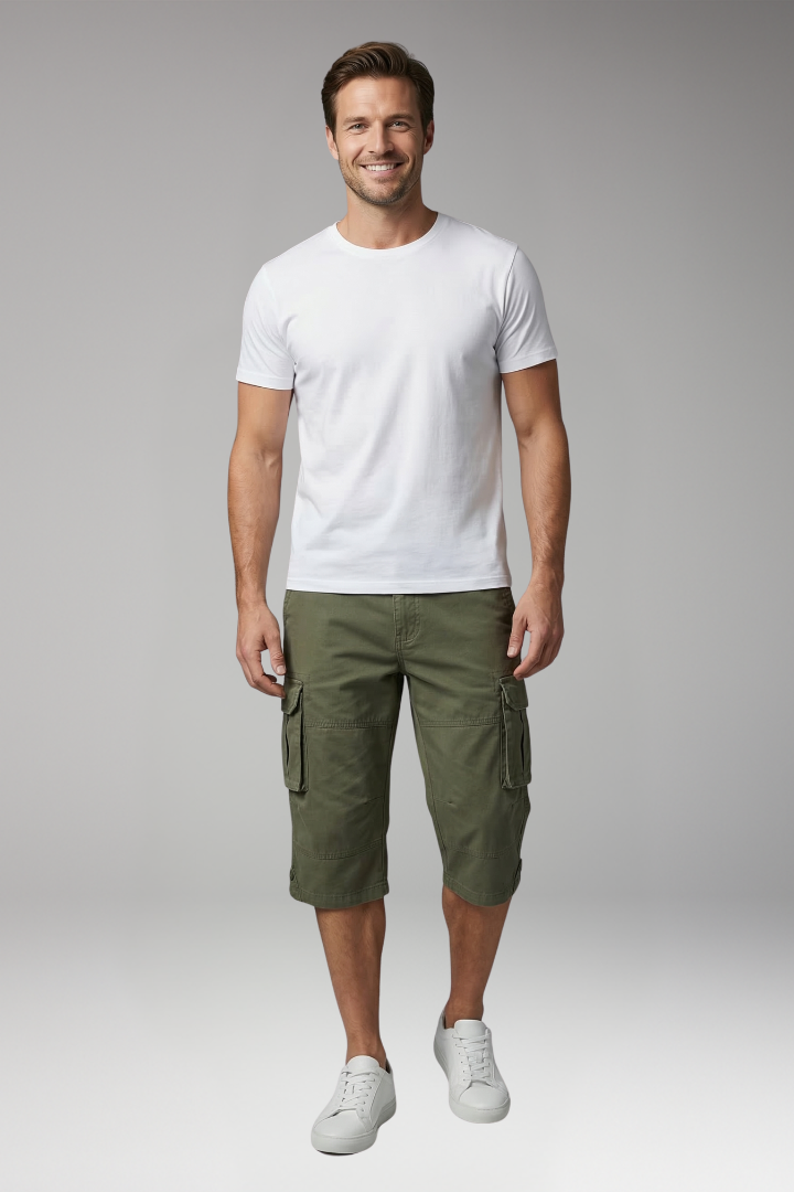 Men's Cargo Trousers with Pockets and Drawstring