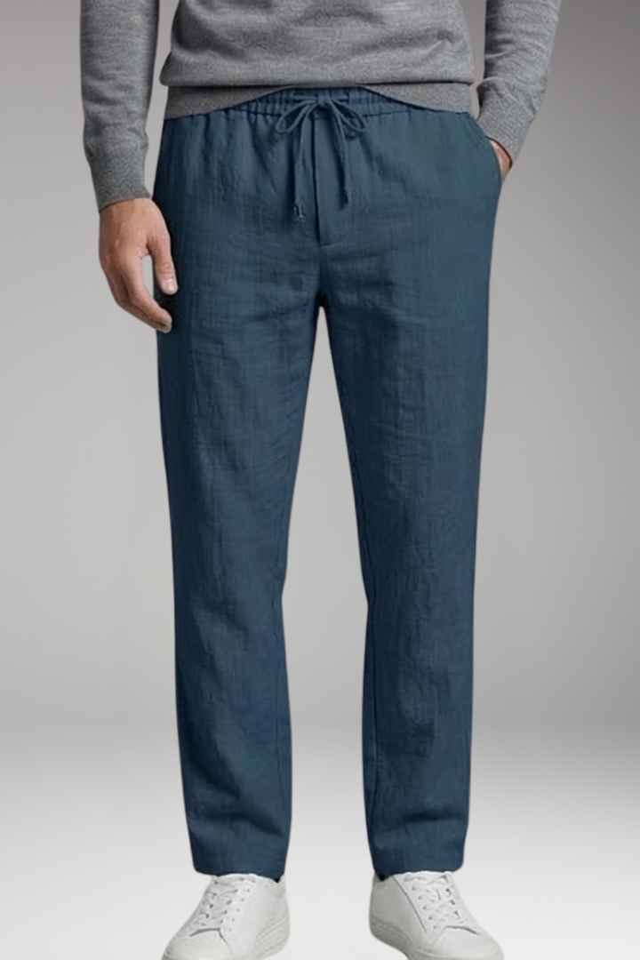 Men’s Casual Trousers with Elastic Waist and Straight Leg