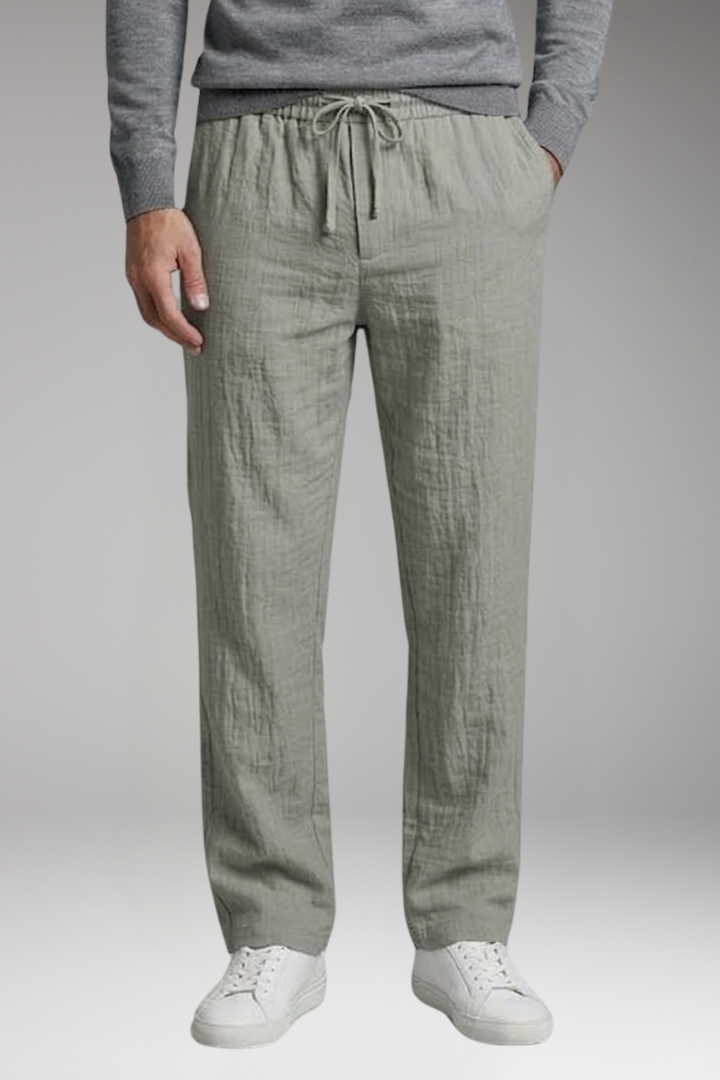 Men’s Casual Trousers with Elastic Waist and Straight Leg