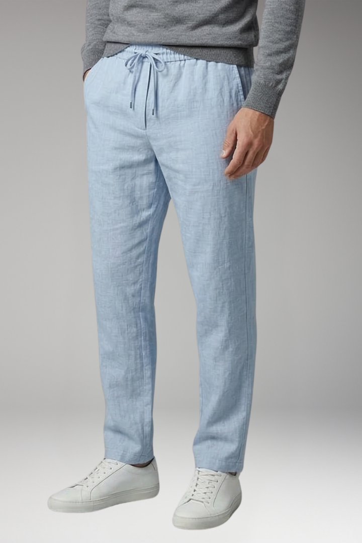 Men’s Casual Trousers with Elastic Waist and Straight Leg