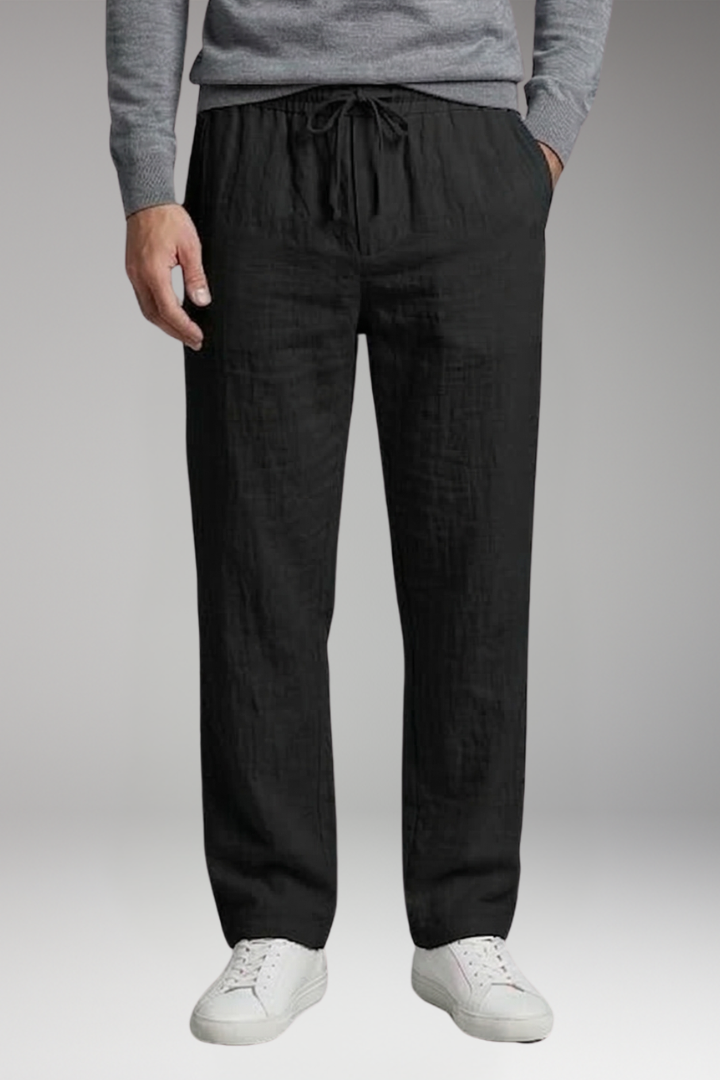Men’s Casual Trousers with Elastic Waist and Straight Leg
