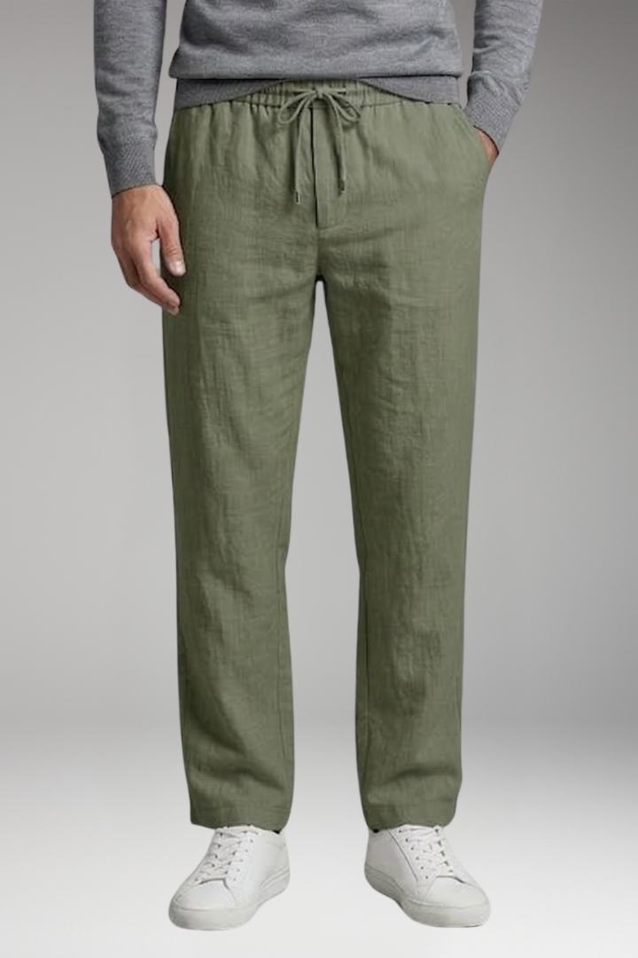 Men’s Casual Trousers with Elastic Waist and Straight Leg