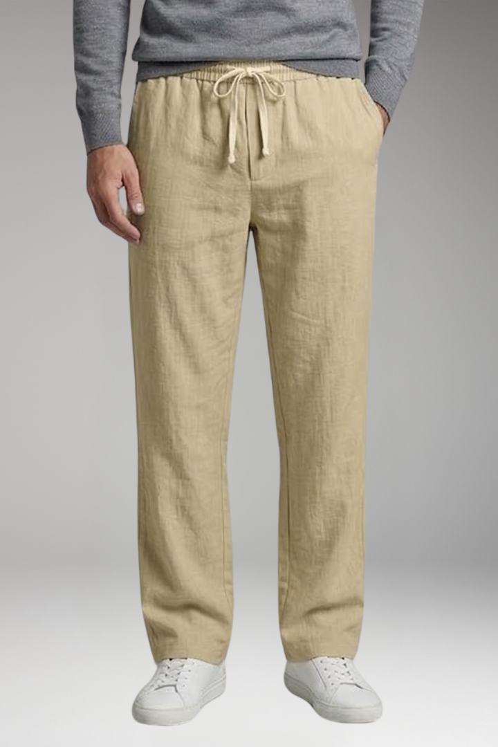 Men’s Casual Trousers with Elastic Waist and Straight Leg