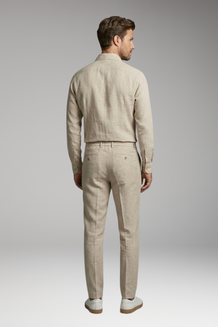 Men's Casual Shirt and Trousers Set with Button-Down Shirt and Long Sleeves