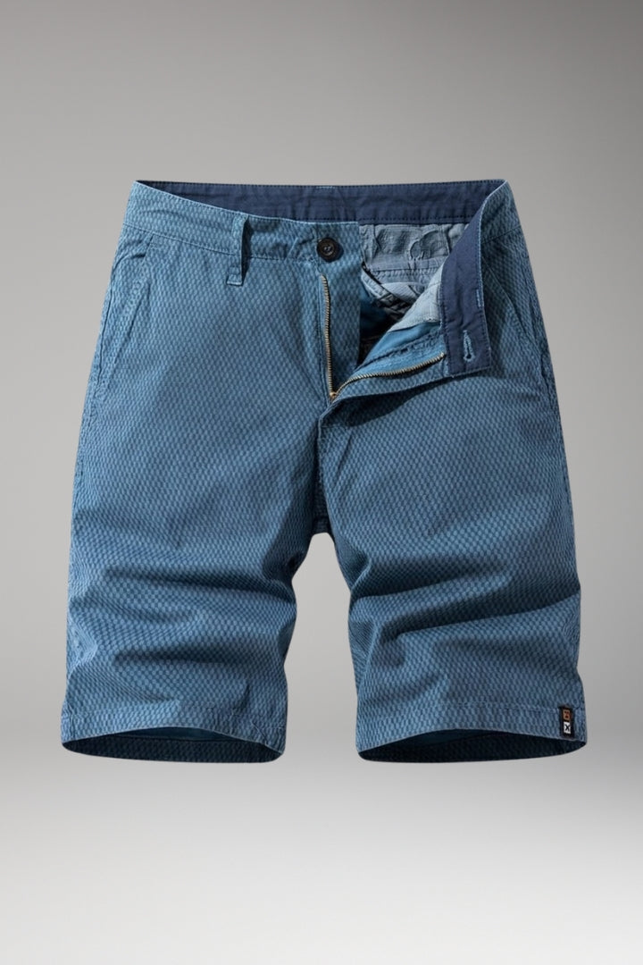 Men's Casual Shorts with Belt Loops and Checkered Pattern