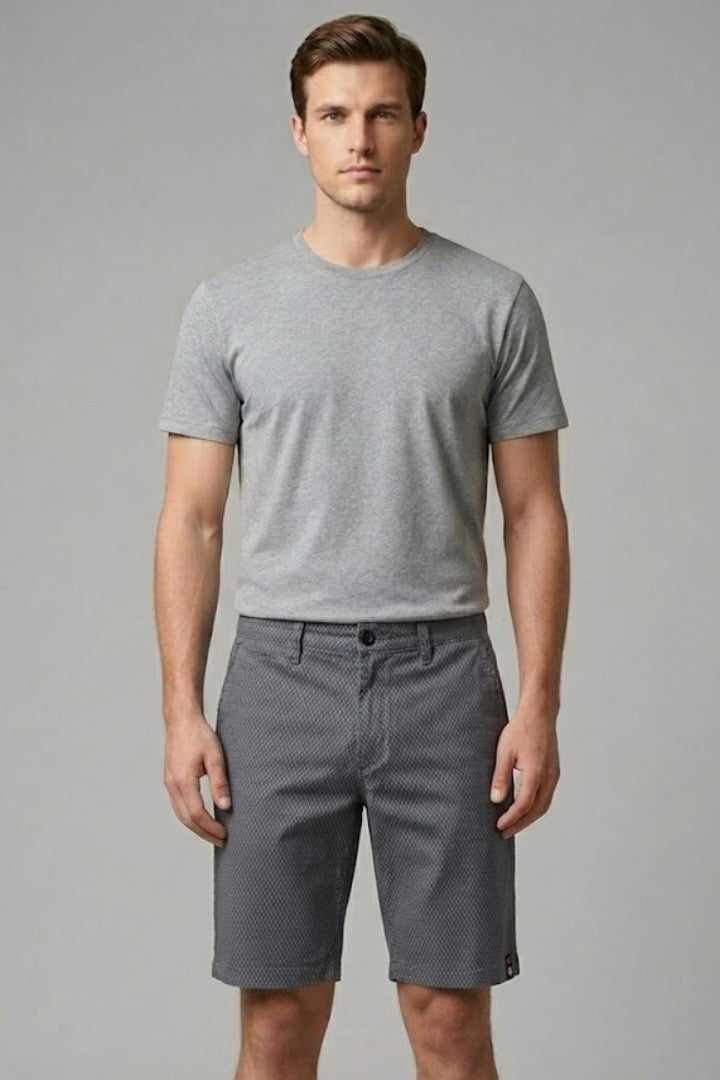 Men's Casual Shorts with Belt Loops and Checkered Pattern