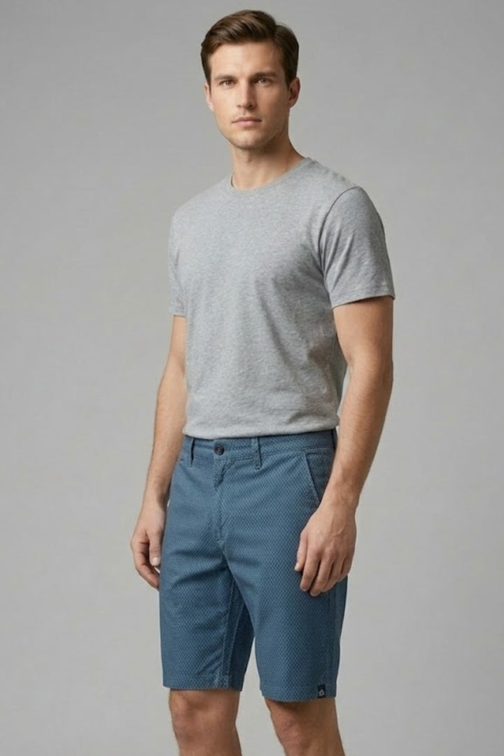 Men's Casual Shorts with Belt Loops and Checkered Pattern
