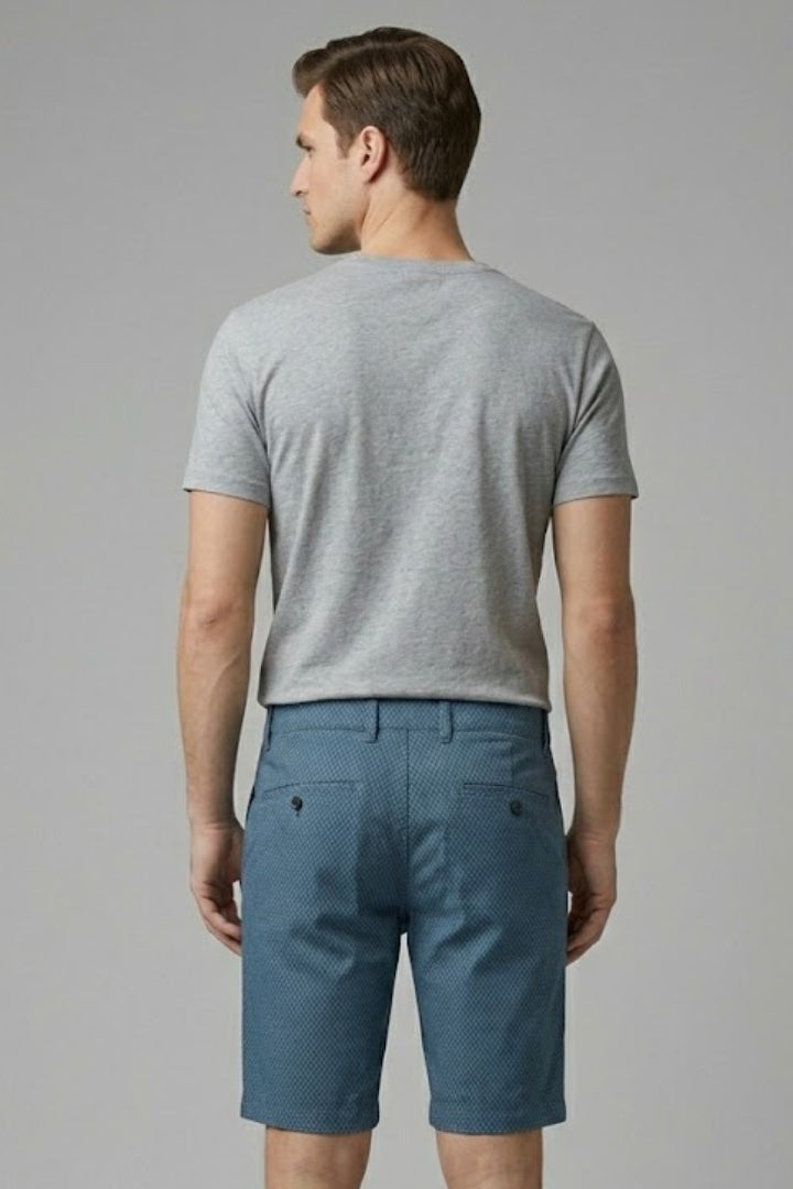 Men's Casual Shorts with Belt Loops and Checkered Pattern
