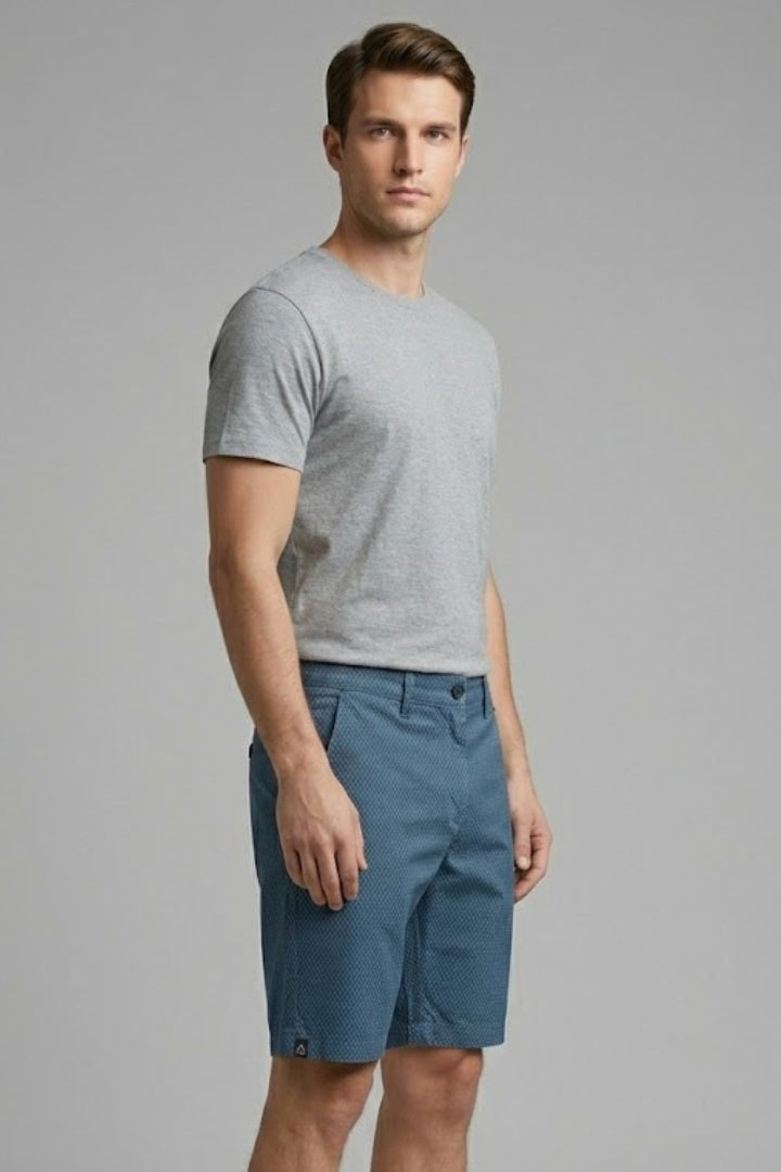 Men's Casual Shorts with Belt Loops and Checkered Pattern