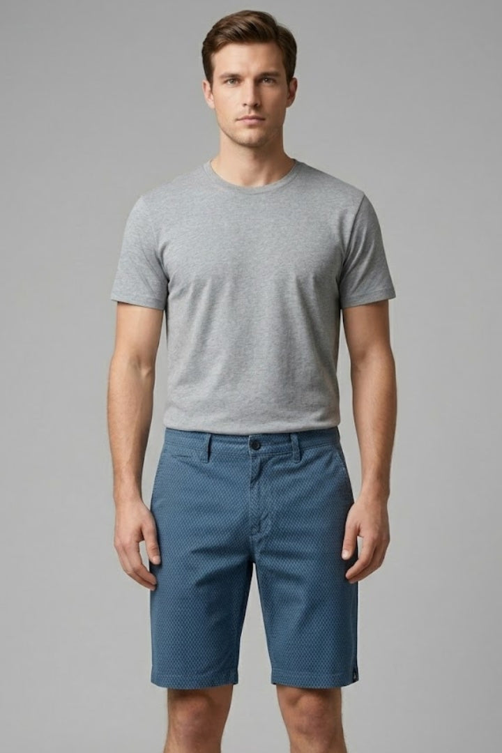 Men's Casual Shorts with Belt Loops and Checkered Pattern