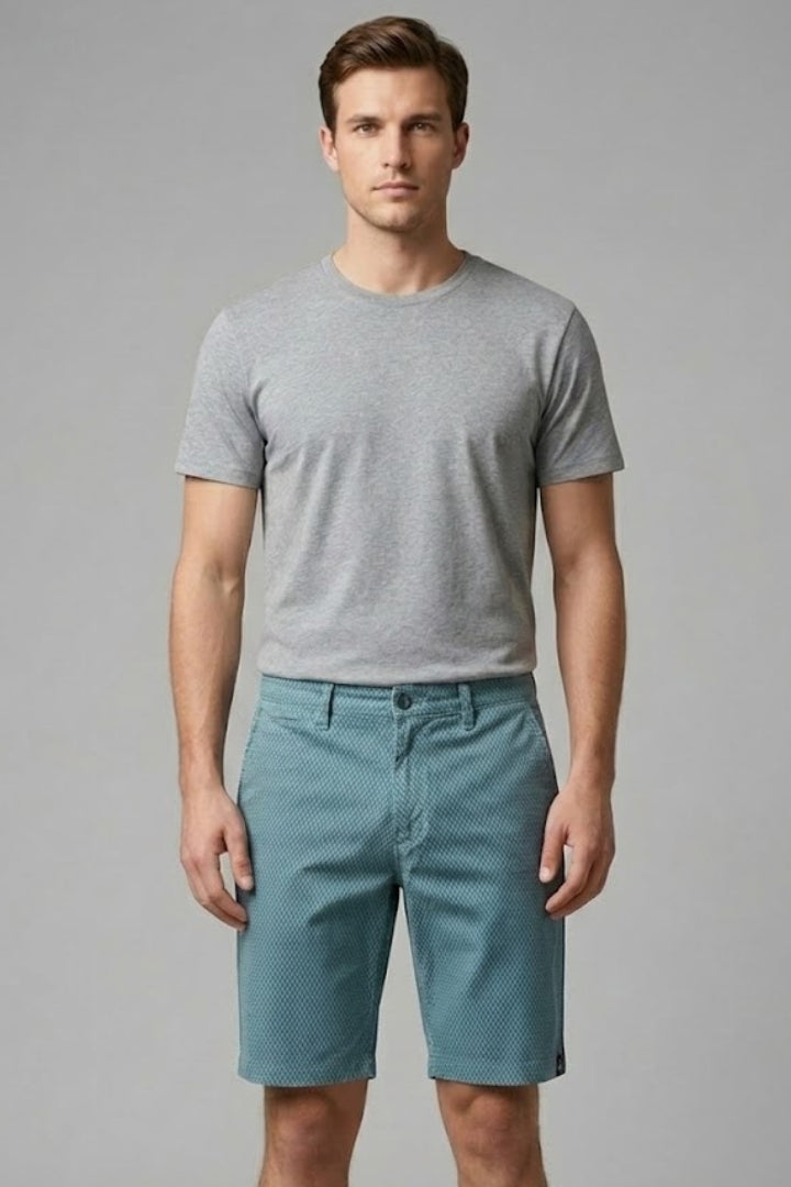 Men's Casual Shorts with Belt Loops and Checkered Pattern