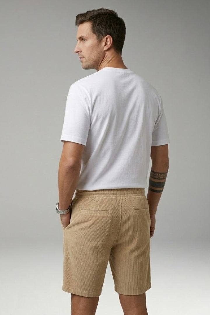 Men's Casual Shorts with Drawstring Waist and Ribbed Texture