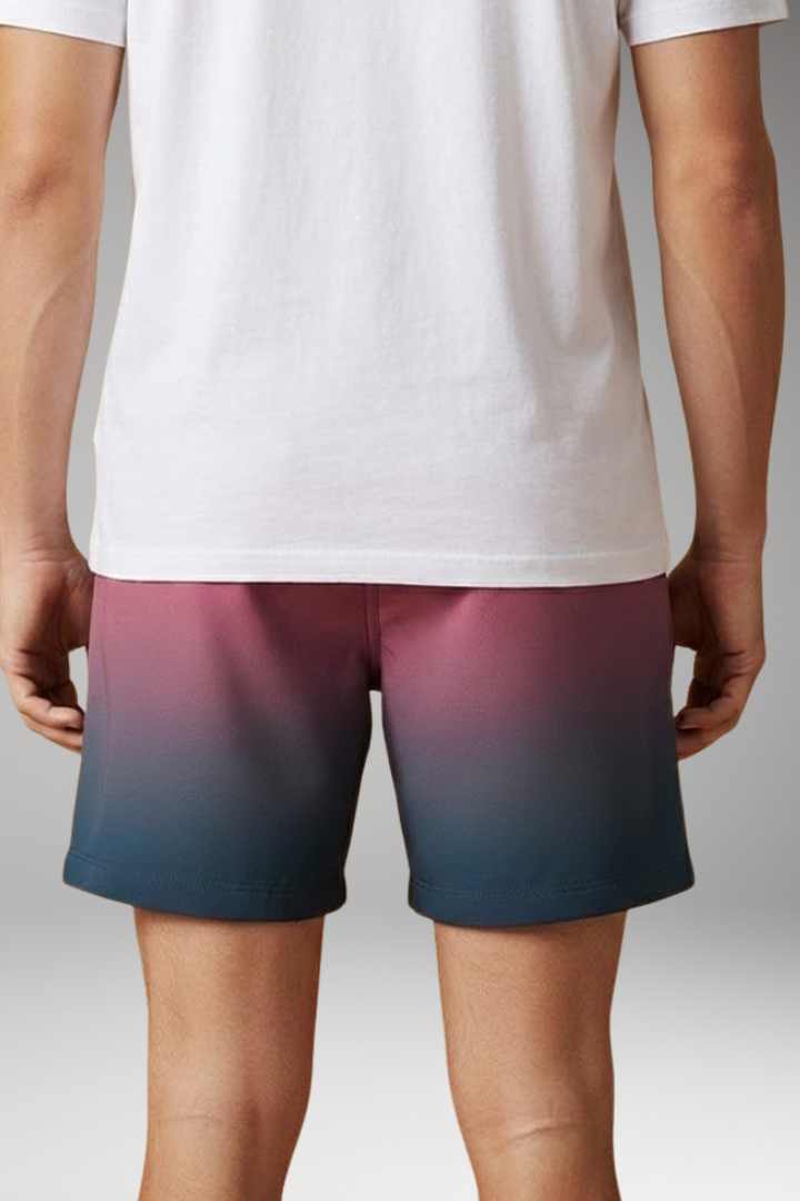 Men's Casual Shorts with Drawstring Waistband and Ombré Gradient