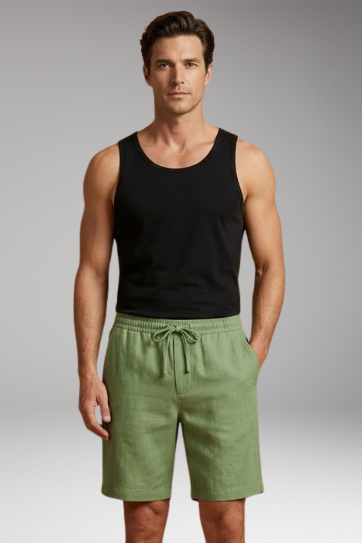 Men's Casual Shorts with Drawstring Waistband and Side Pockets