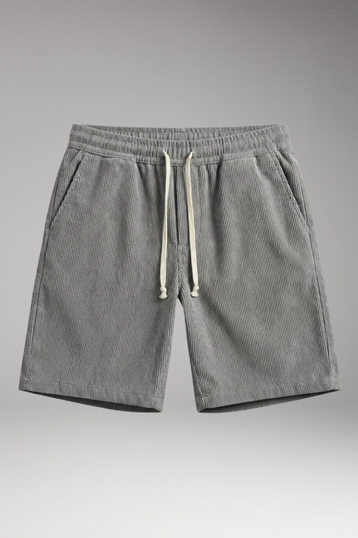 Men's Casual Shorts with Drawstring Waistband and Striped Texture
