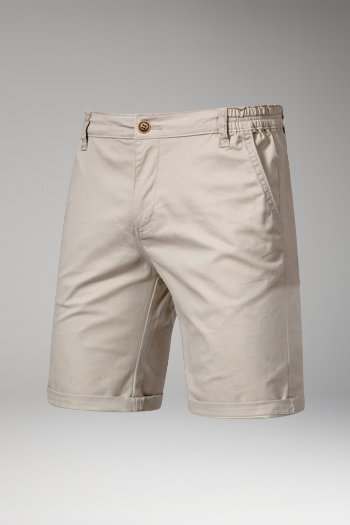 Men's Casual Shorts with Elastic Waistband and Button Fastening