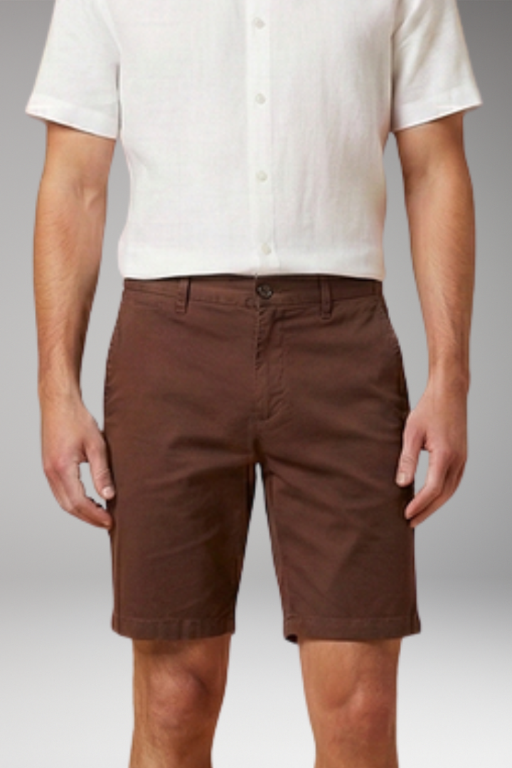 Men's Casual Shorts with Elastic Waistband and Button Fastening