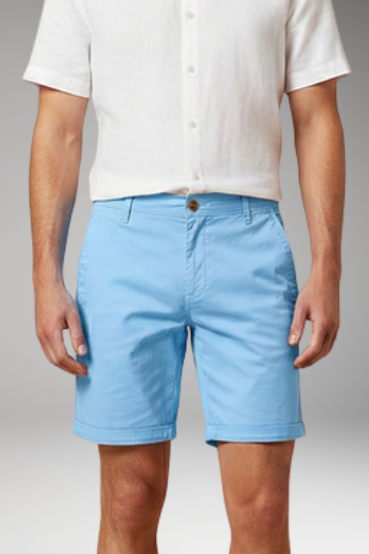 Men's Casual Shorts with Elastic Waistband and Button Fastening