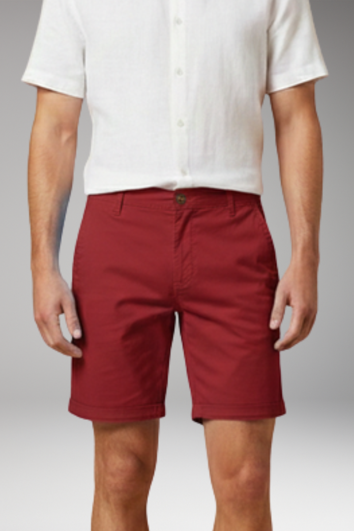 Men's Casual Shorts with Elastic Waistband and Button Fastening